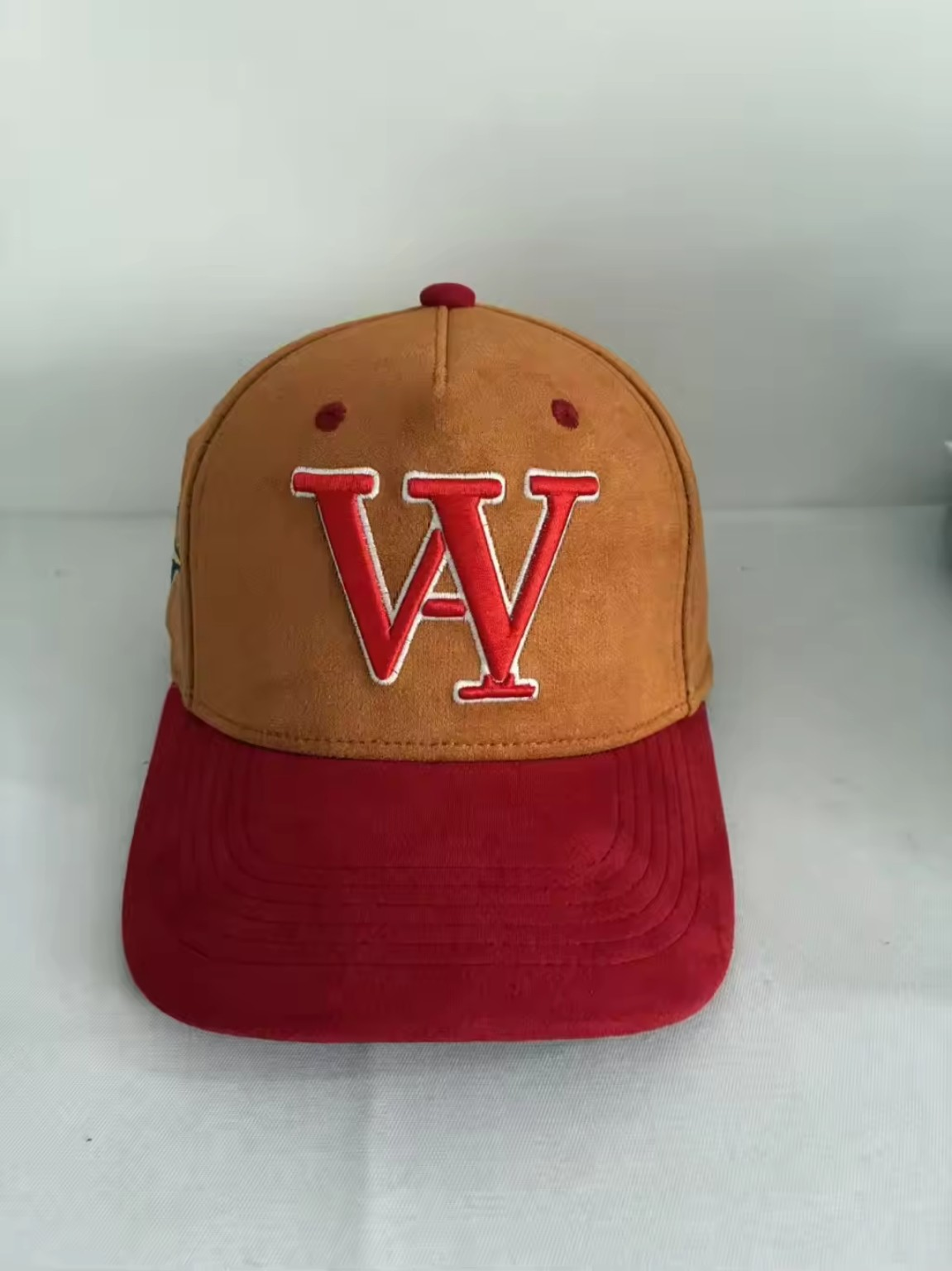 BROWN/RED SUEDE SATIN LINED SNAPBACK