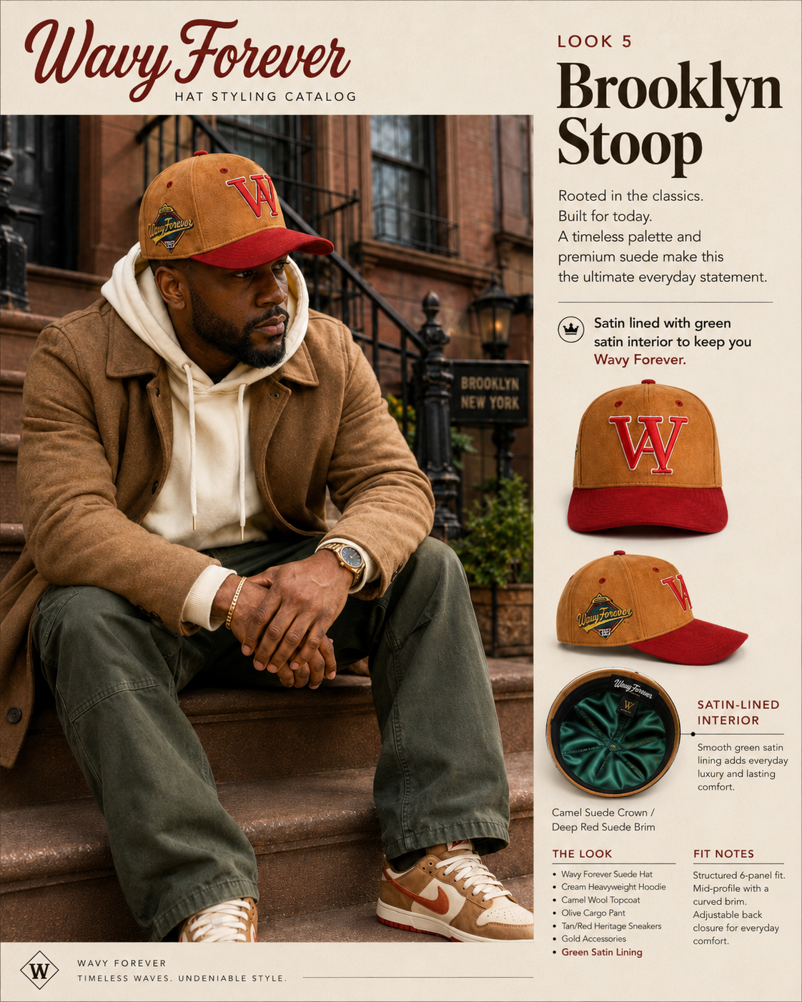 BROWN/RED SUEDE SATIN LINED SNAPBACK