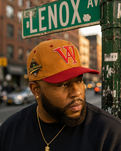 BROWN/RED SUEDE SATIN LINED SNAPBACK