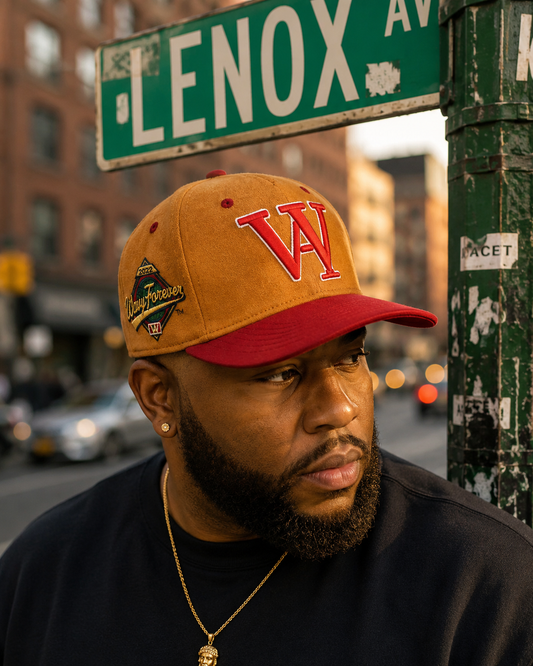 BROWN/RED SUEDE SATIN LINED SNAPBACK