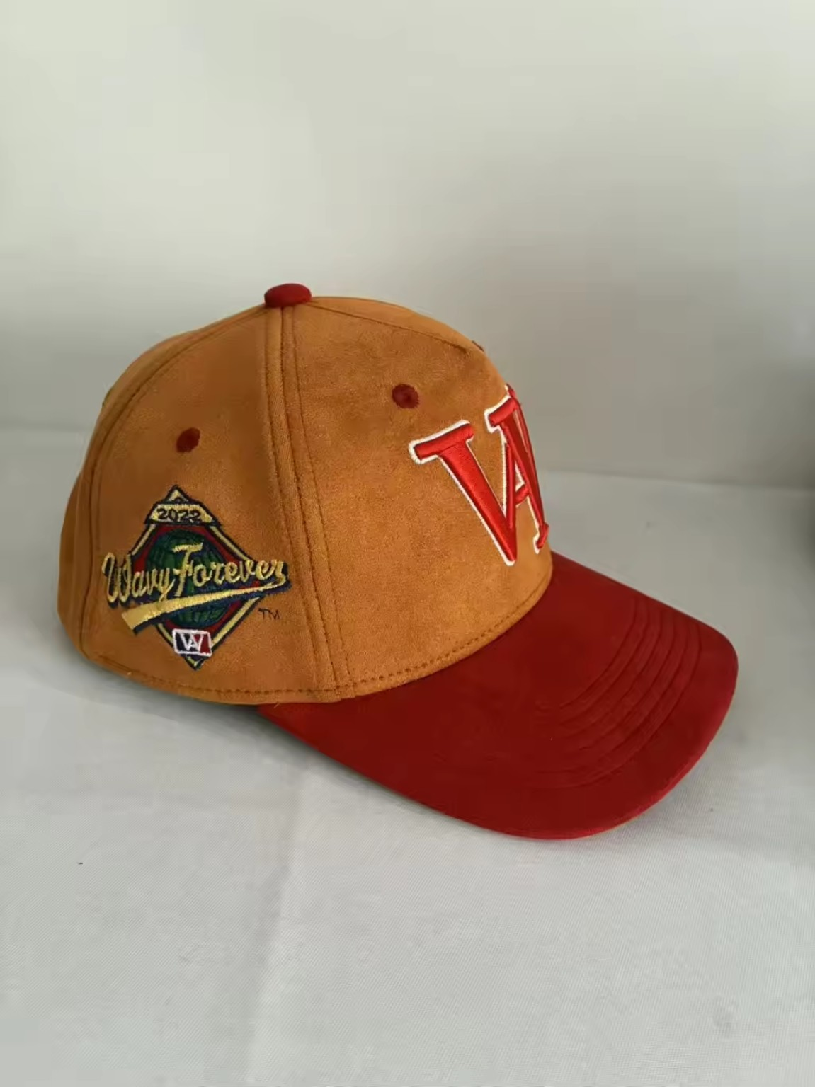 BROWN/RED SUEDE SATIN LINED SNAPBACK